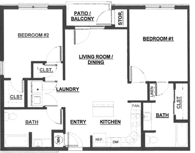 B1- Two Bedroom / Two Bath*