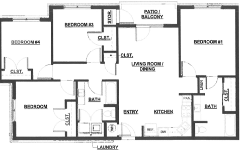 D- Four Bedroom / Two Bath*